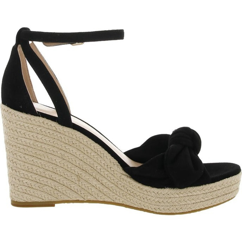 Kate Spade Tianna Suede LEATHER Bow Strap Espadrille Wedge Sandal 10 B BLACK - Picture 6 of 13
